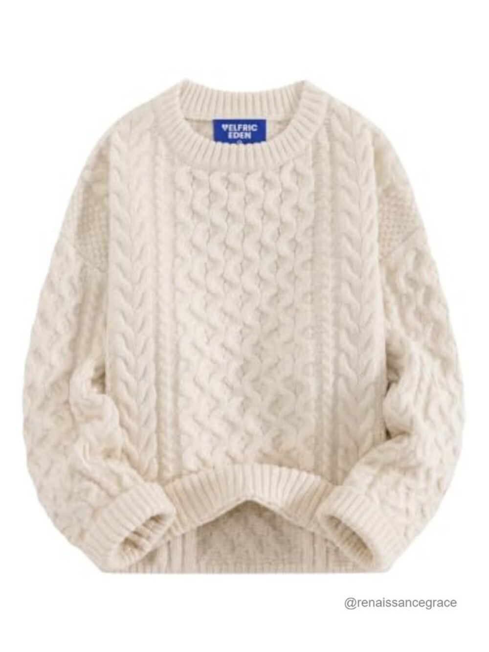 Oversized Chunky Cable Knit Crew Neck Pullover Sweater